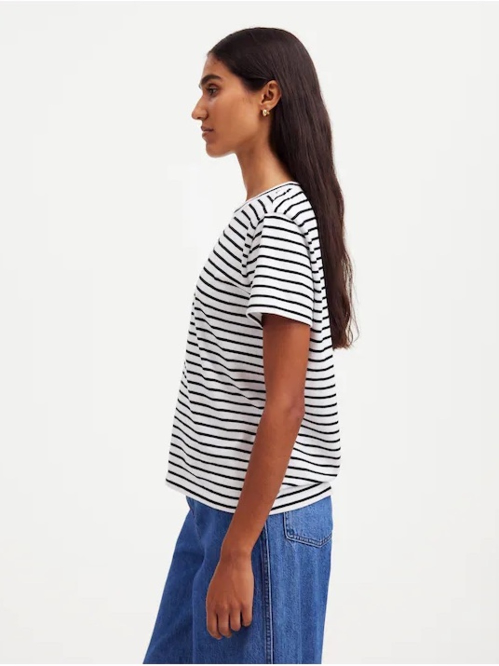 Madewell Striped Short-Sleeve Crewneck Tee - White/Black - Picture 3 of 6